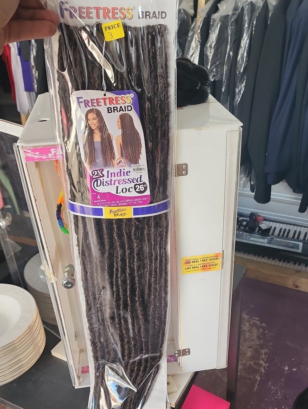 Shake-N-Go 2X Indie Distressed Loc 26" - Natural Black Braiding Hair Color4 bulk